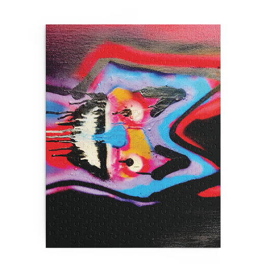 Abstract Neon Smiley Puzzle — Dripping Graffiti Art Jigsaw (120/252/500 Piece)