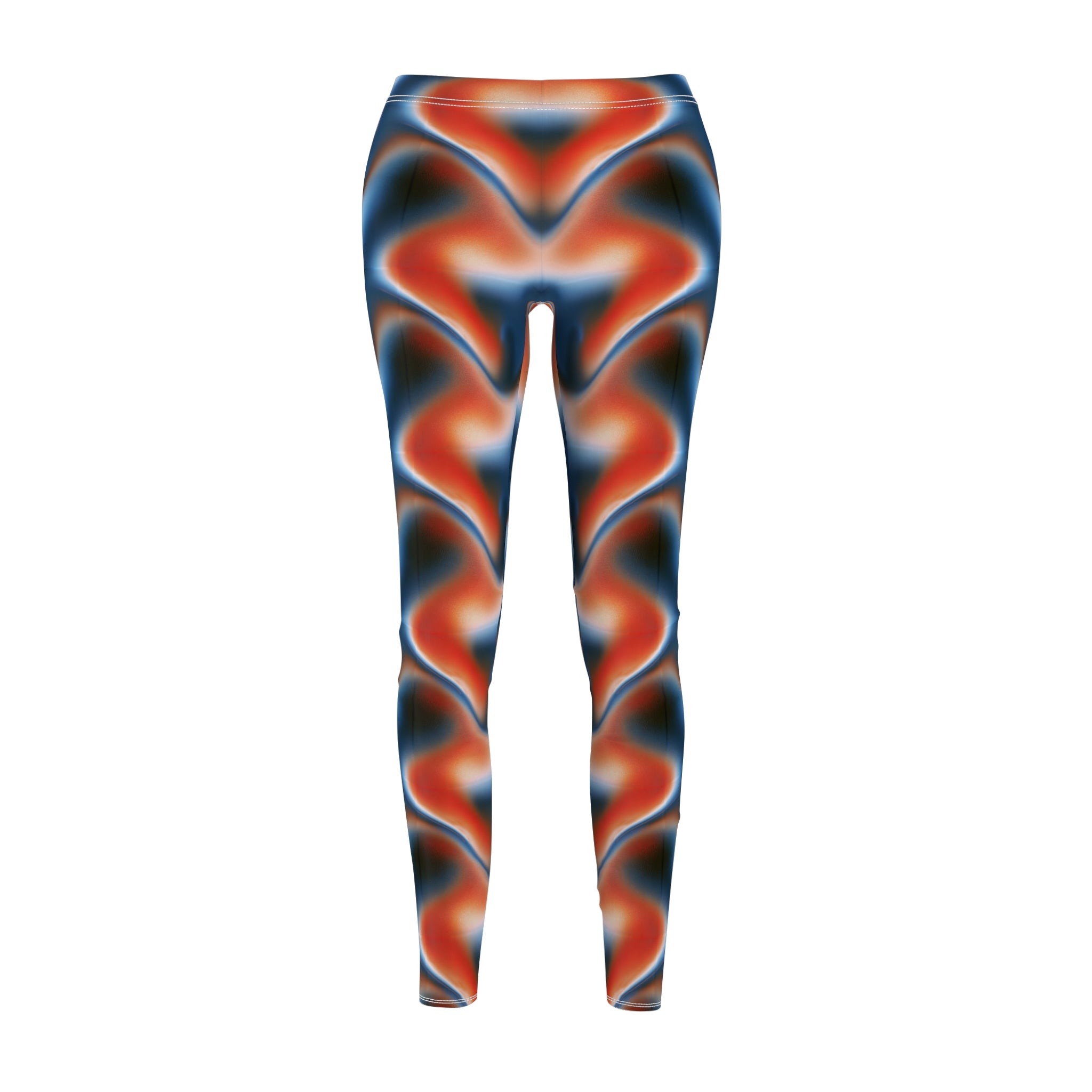 Abstract Flame Wave Leggings — Women's All-Over-Print Casual Leggings