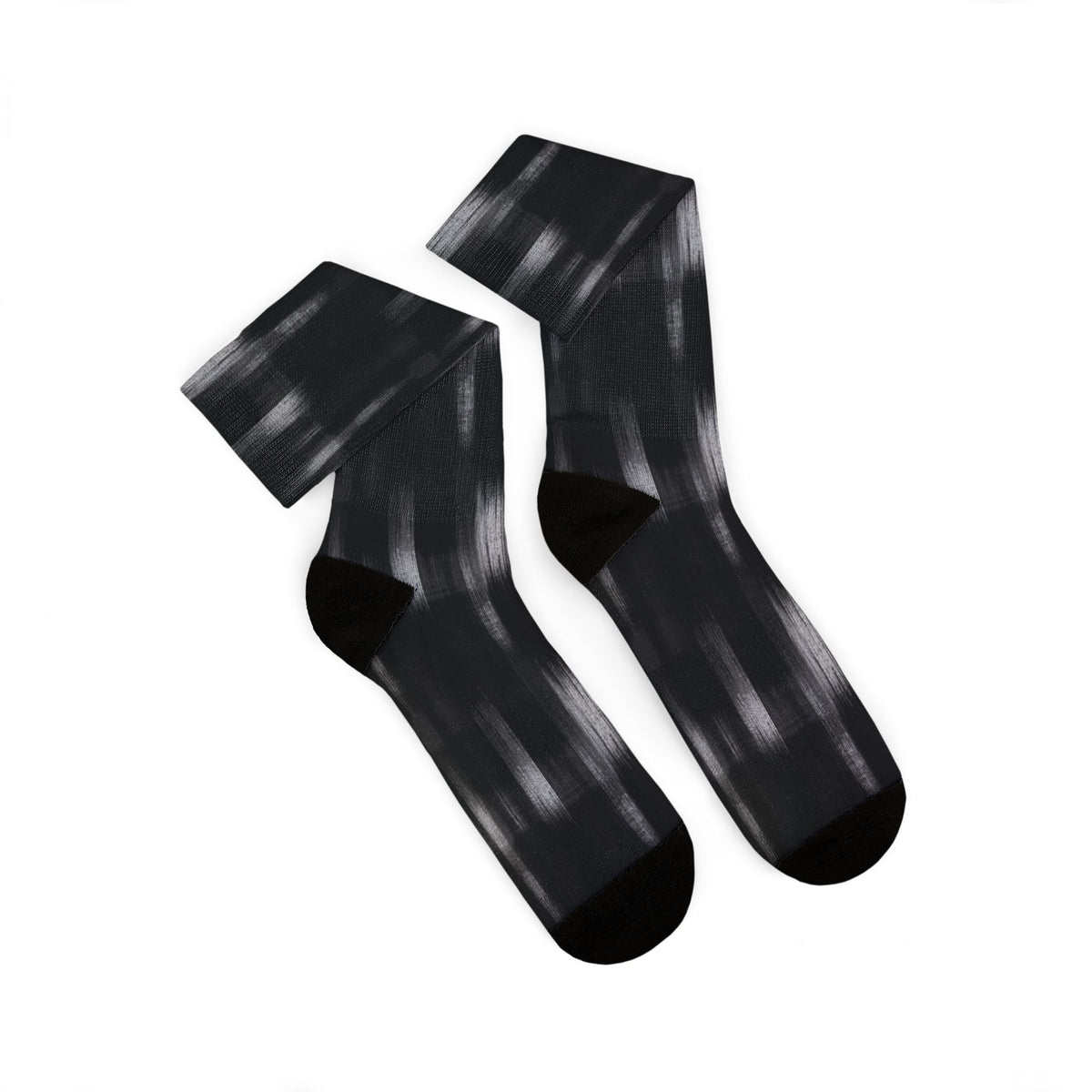 Black Soft Patterned Crew Socks
