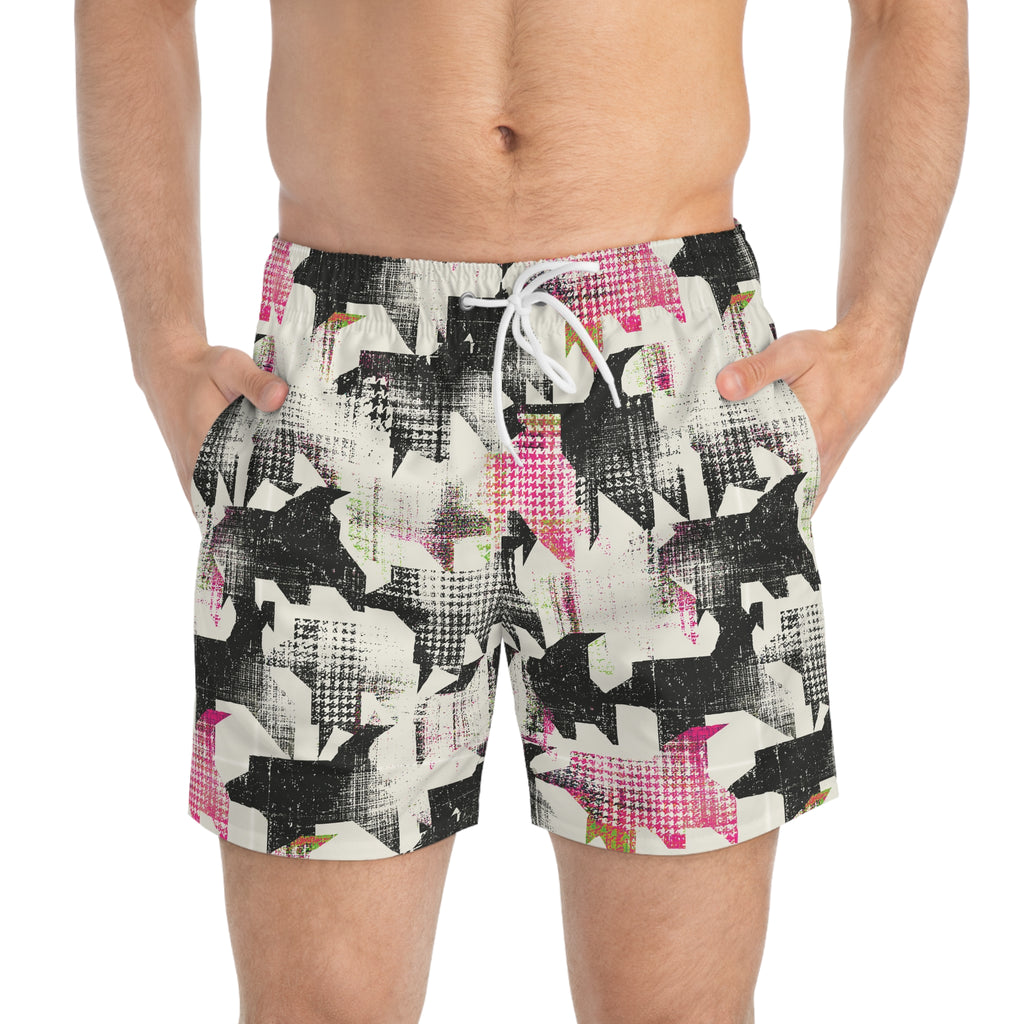 Abstract Shark Print Swim Trunk