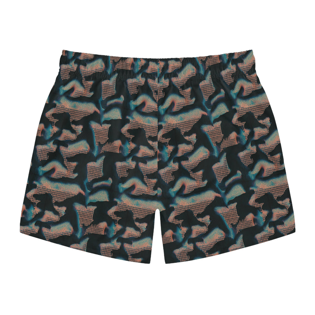 Retro Teal & Coral  Swim Trunks