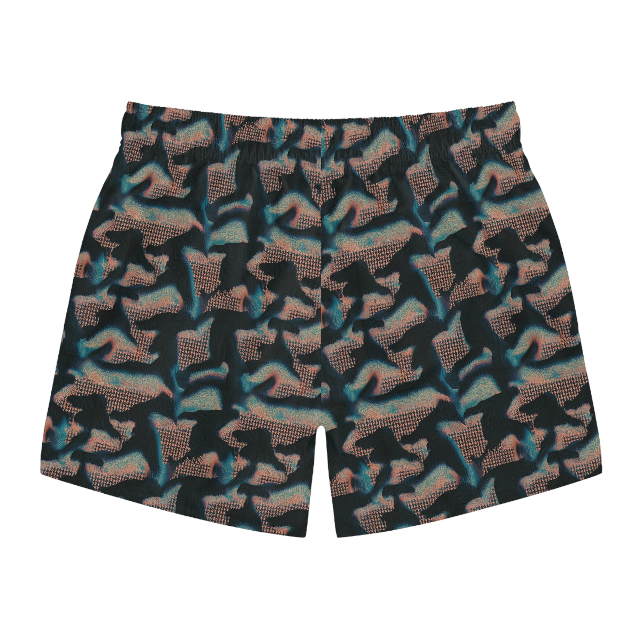Retro Teal & Coral  Swim Trunks