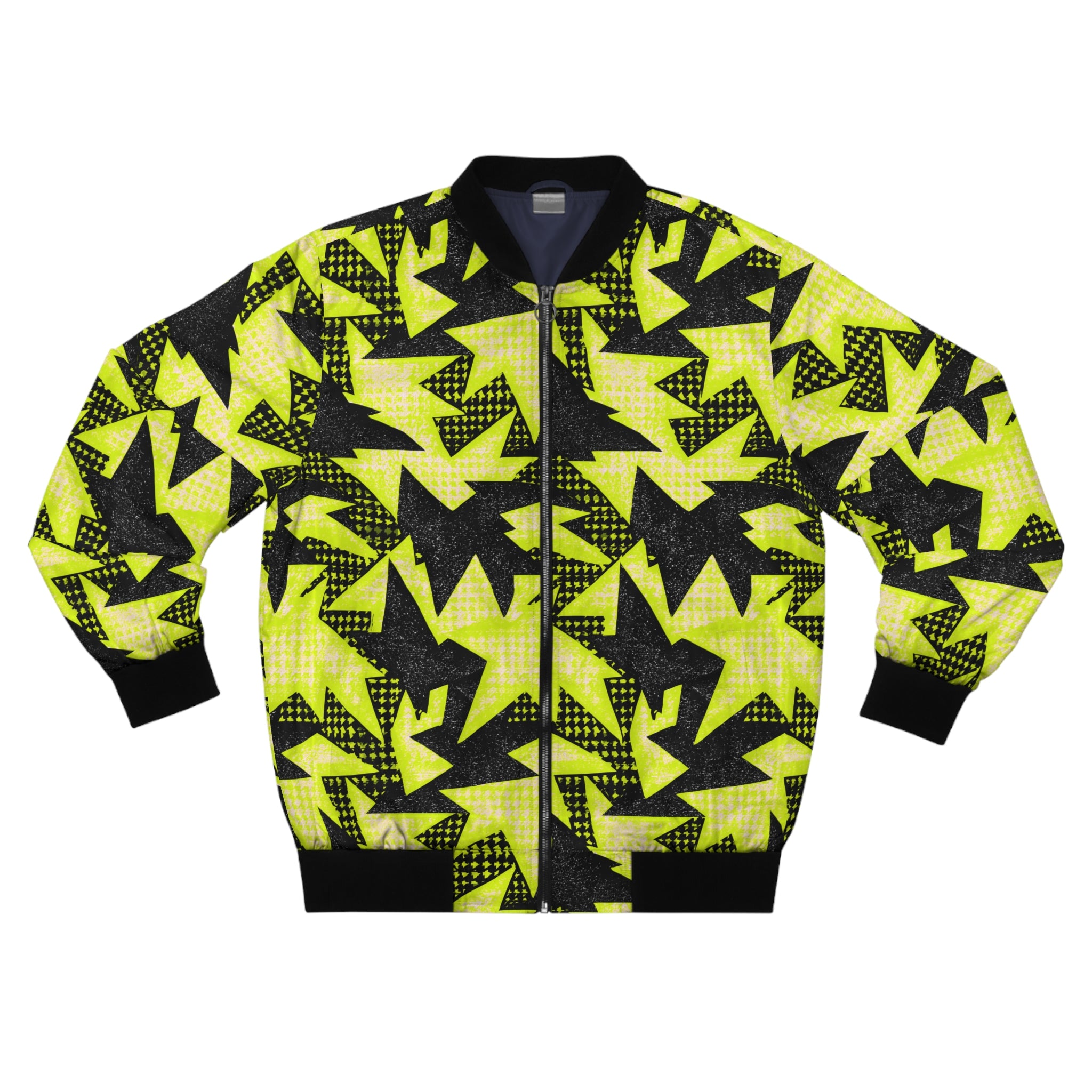 Neon Abstract Starburst Bomber Jacket