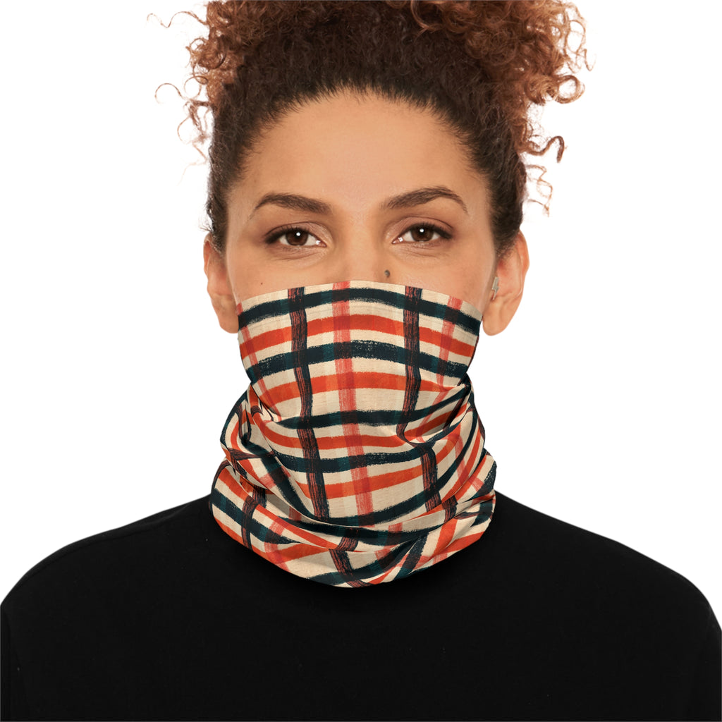 Orange & Black Buffalo Check Face Scarf
