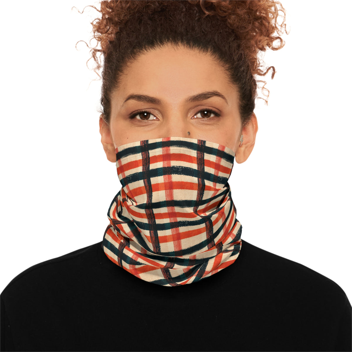 Orange & Black Buffalo Check Face Scarf