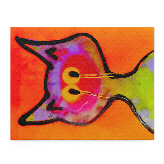 Cat Face Puzzle — Colorful Neon Graffiti Cat Jigsaw (120/252/500-Piece)