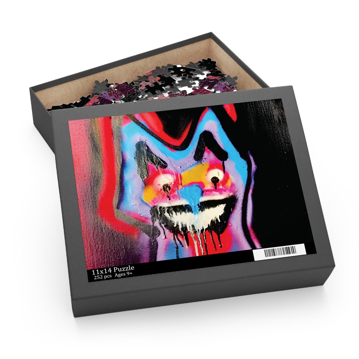 Abstract Neon Smiley Puzzle — Dripping Graffiti Art Jigsaw (120/252/500 Piece)