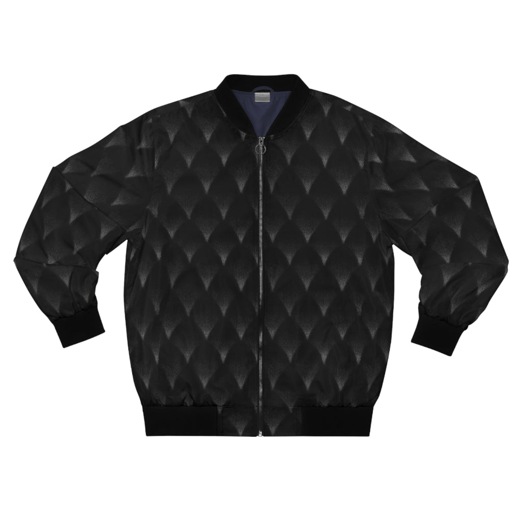 Black Quilted Texture Bomber Jacket