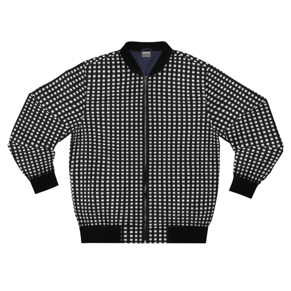 Grid Black & White Bomber Jacket