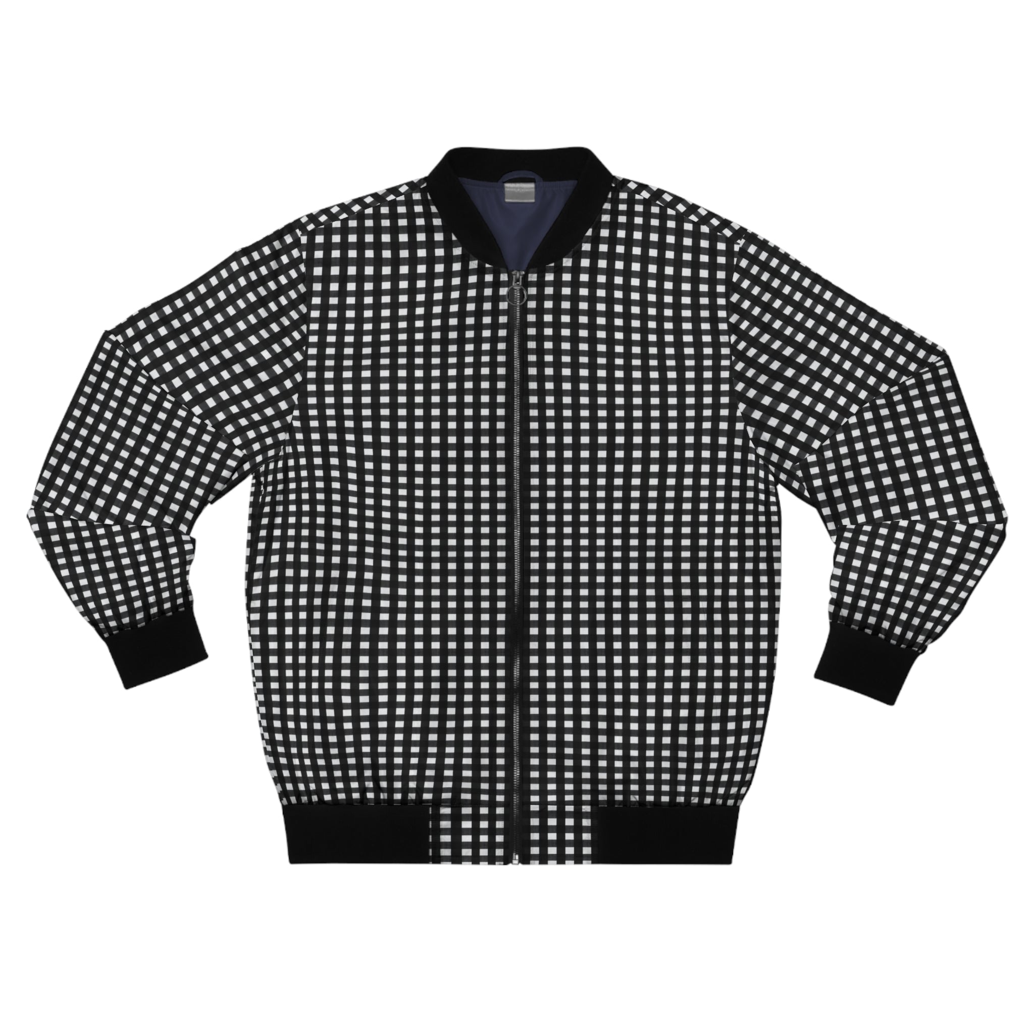Grid Black & White Bomber Jacket