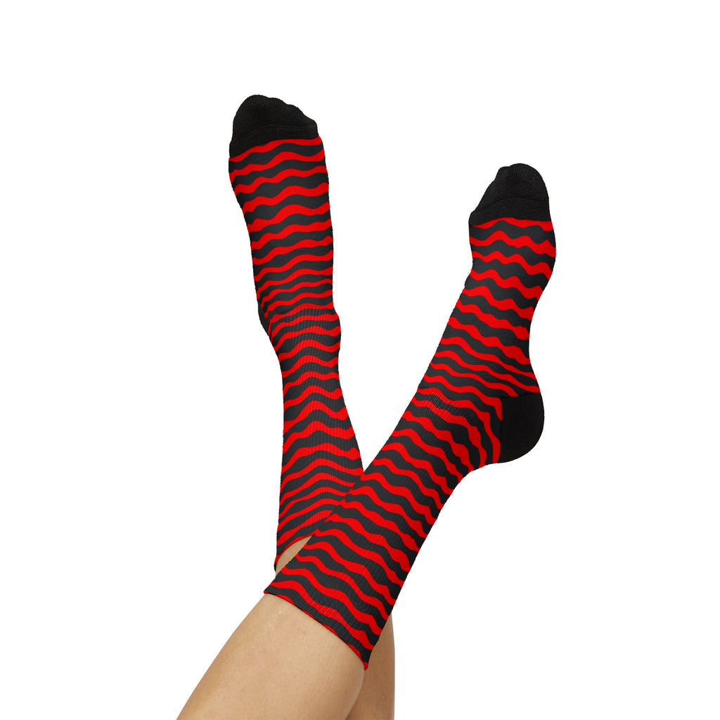 Red Wave Pattern Socks