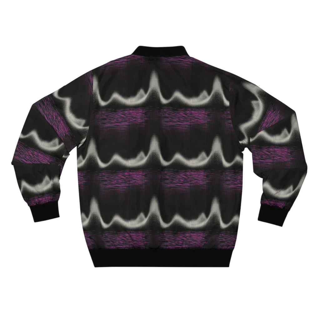 Purple Wave Pattern Bomber Jacket