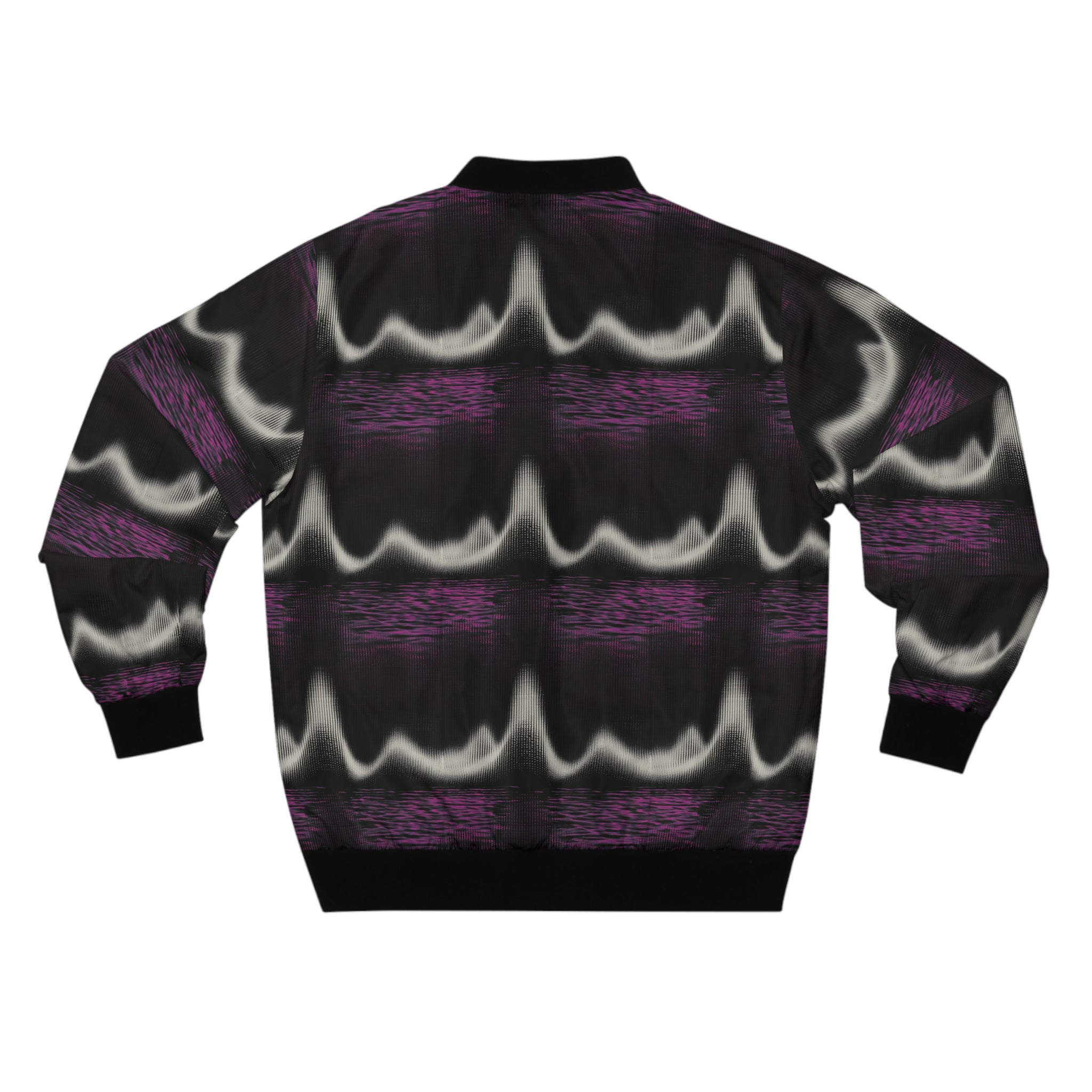 Purple Wave Pattern Bomber Jacket