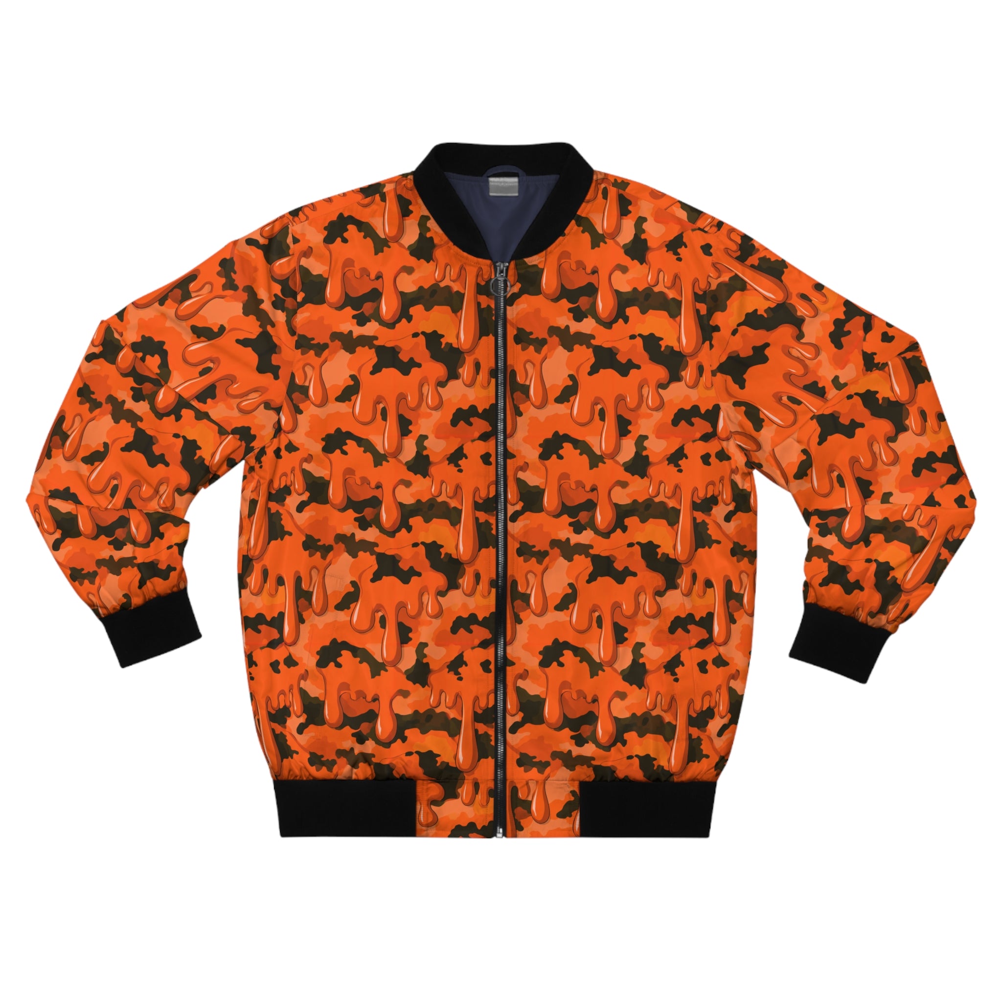 Orange Drip Camo Bomber Jacket