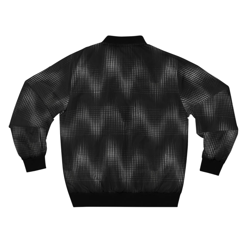 Men's Black Gradient Grid Bomber Jacket — Urban Techwear Street Style