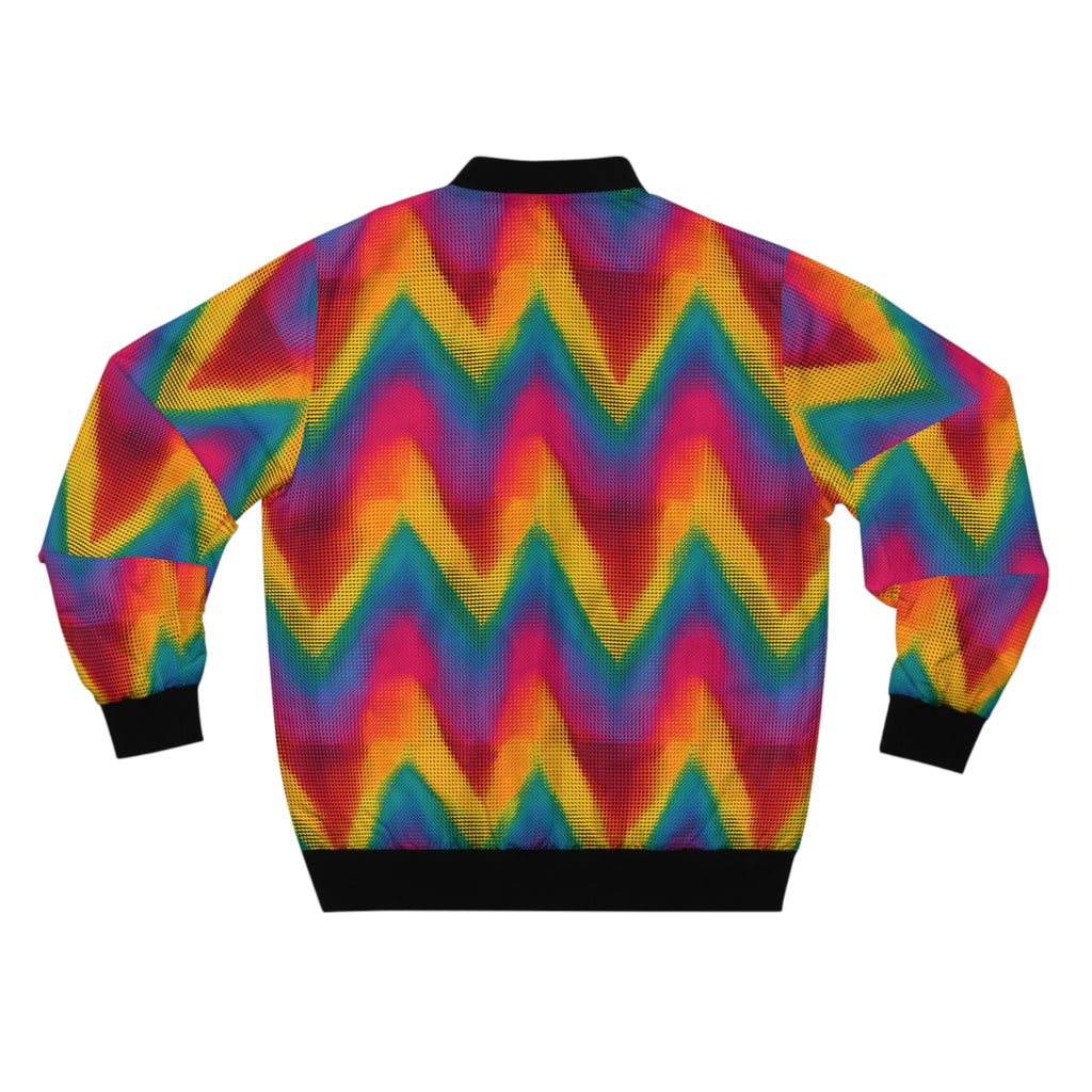 Rainbow Zigzag Bomber Jacket — Psychedelic Chevron Jacket