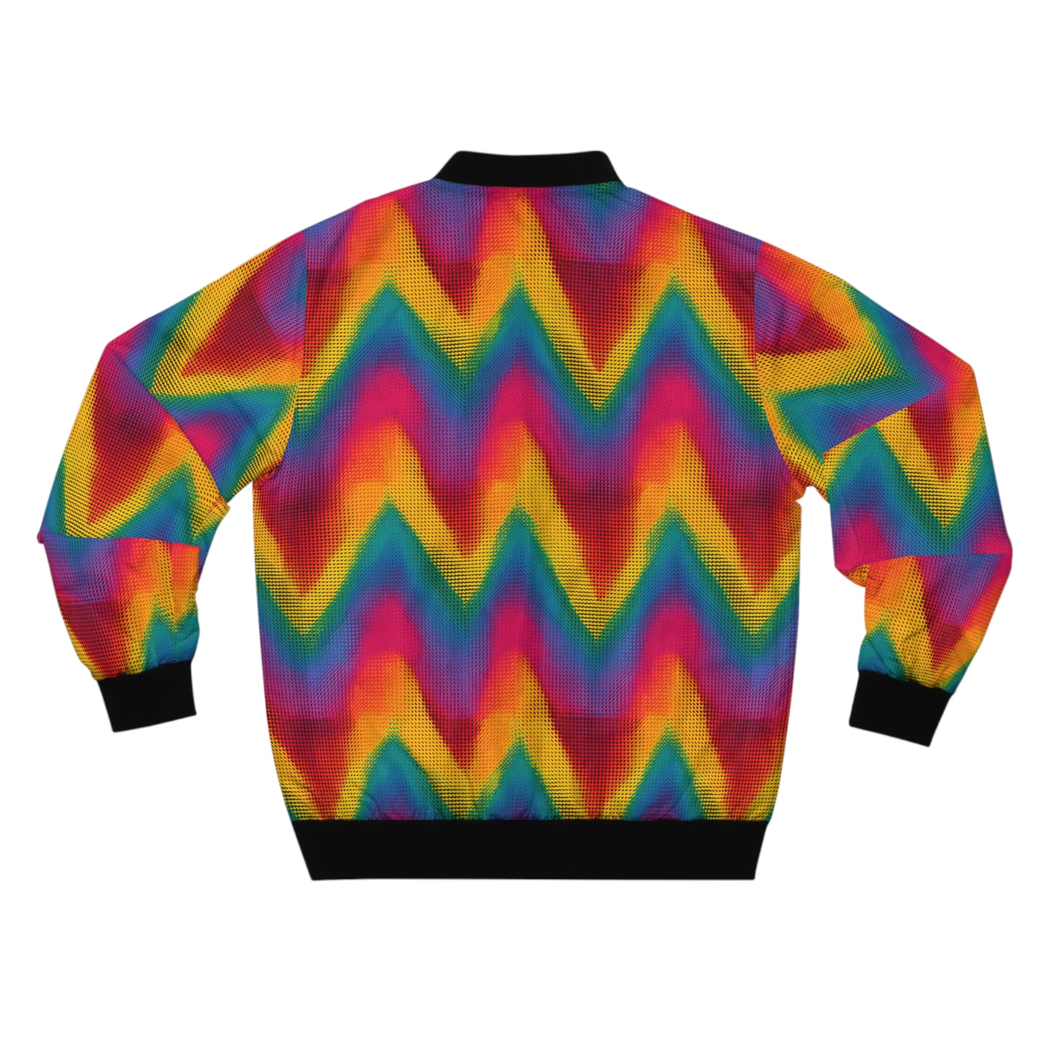 Rainbow Zigzag Bomber Jacket — Psychedelic Chevron Jacket