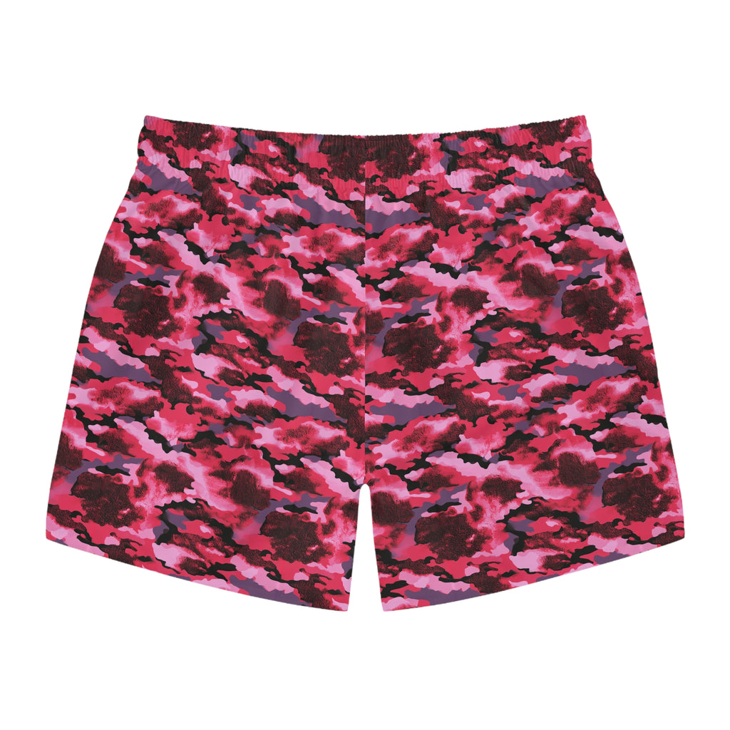 Pink Camo Swim Trunks — All-Over Print Beach Shorts
