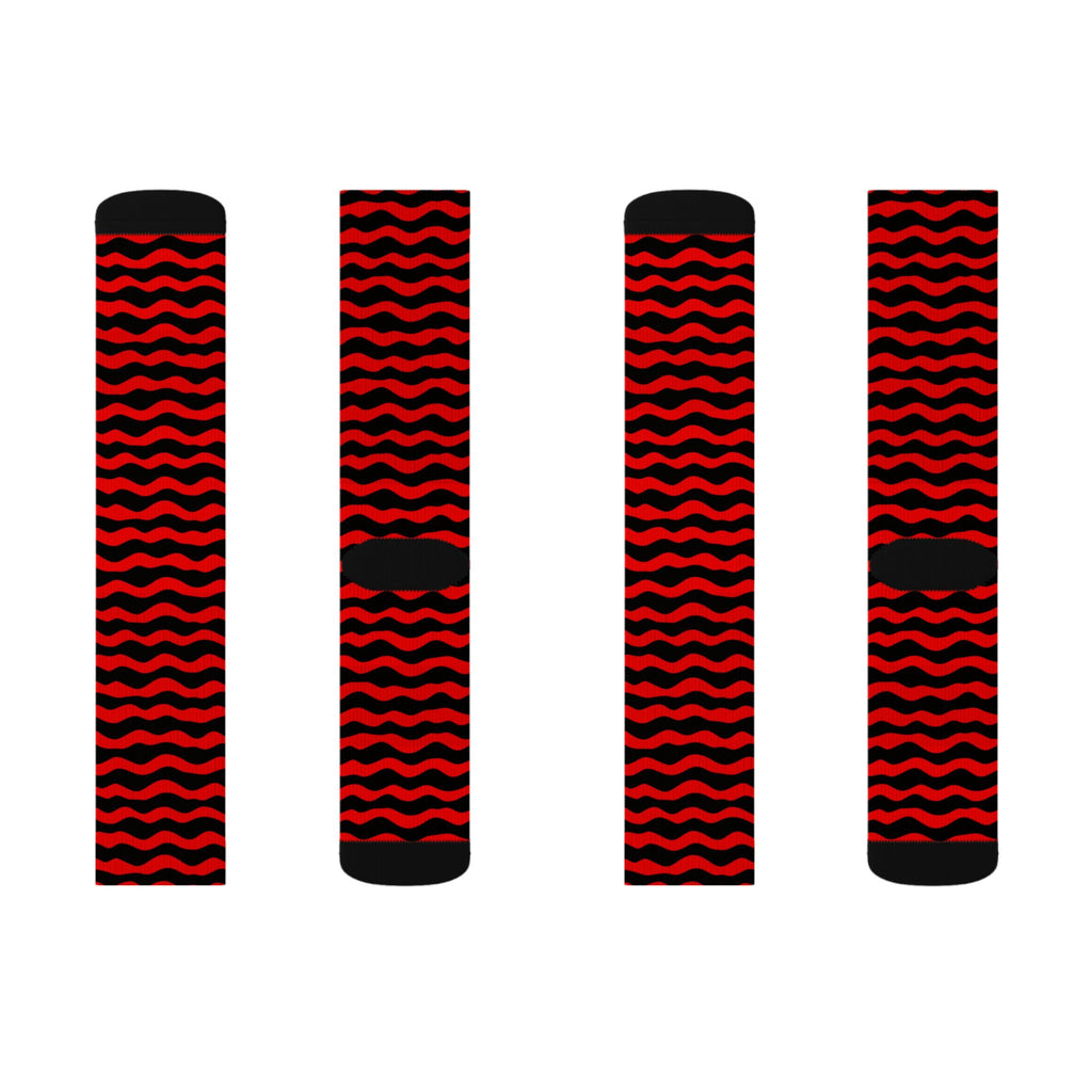 Red Wave Pattern Socks