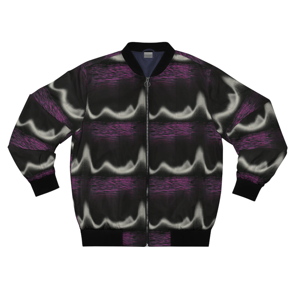 Purple Wave Pattern Bomber Jacket
