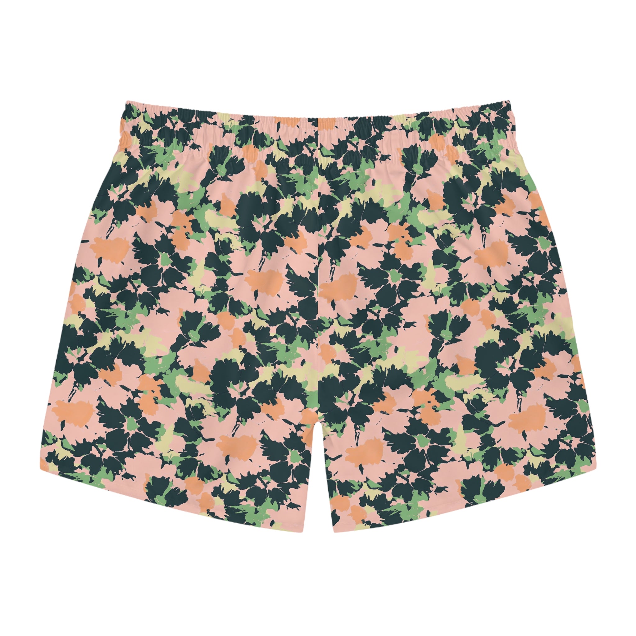 Floral Camo Swim Trunks — Peach & Olive