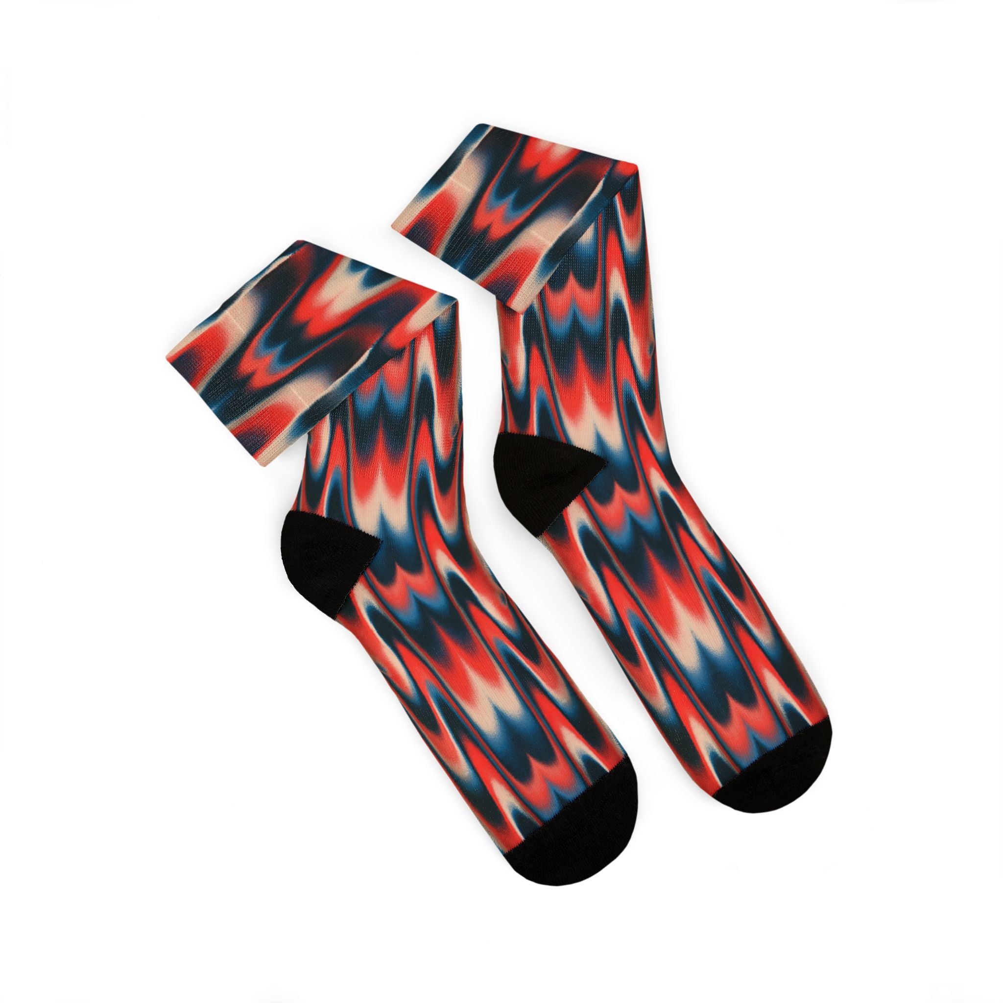Wavy Red & Navy  Socks