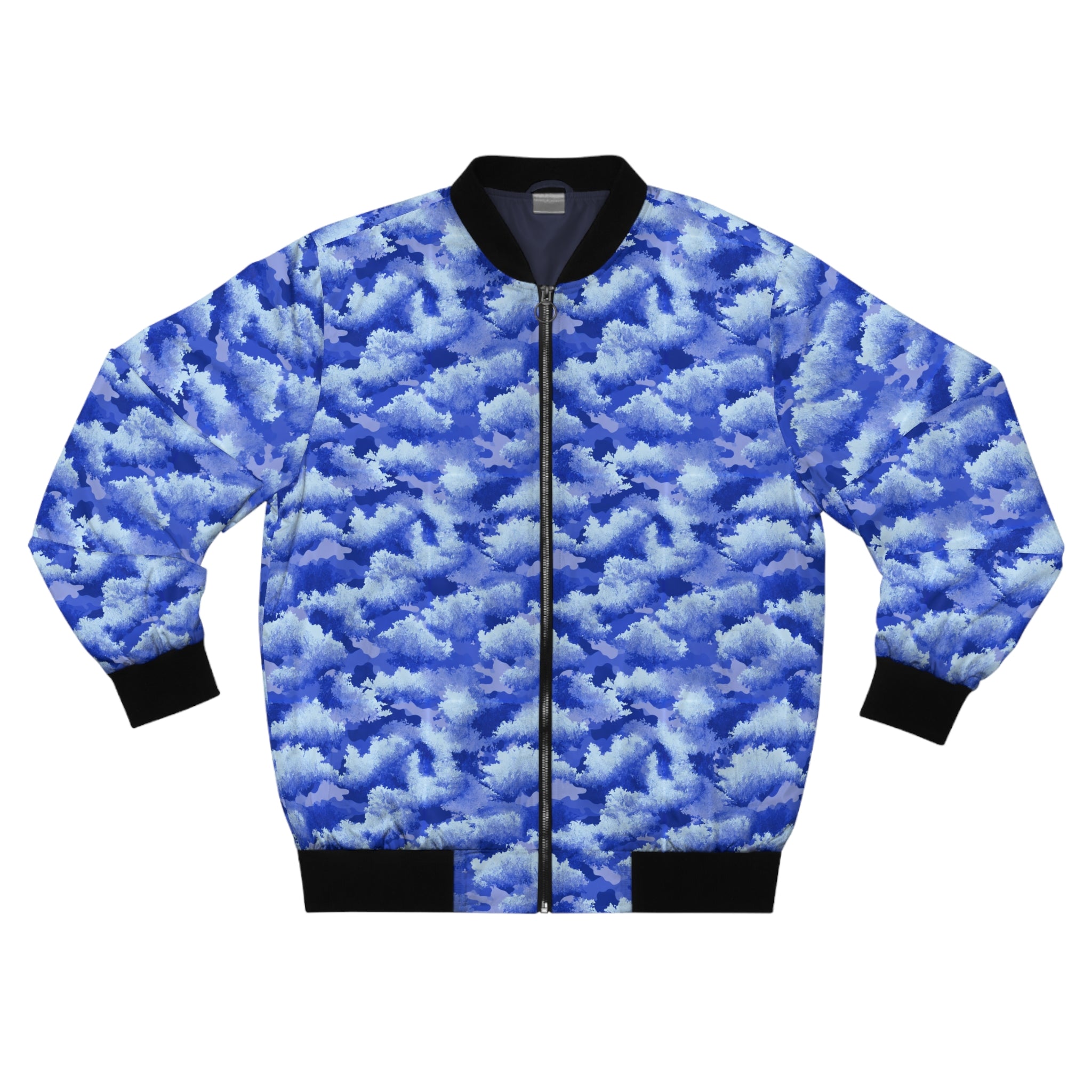 Blue Cloud Pattern Bomber Jacket