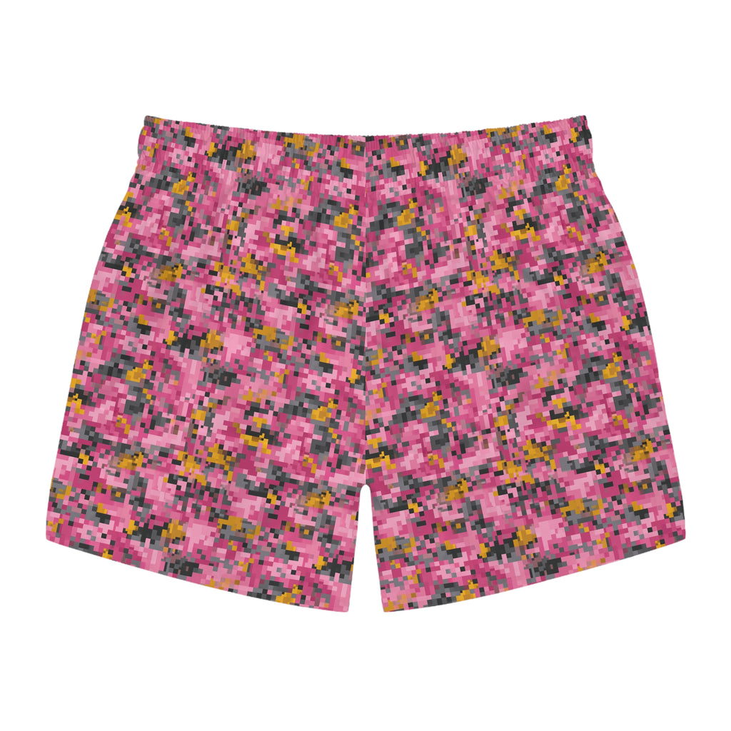 Pink Pixel Camo Swim Trunks