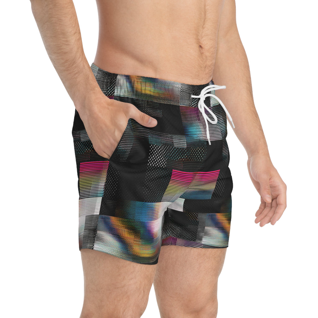 Glitch Grid Swim Trunks