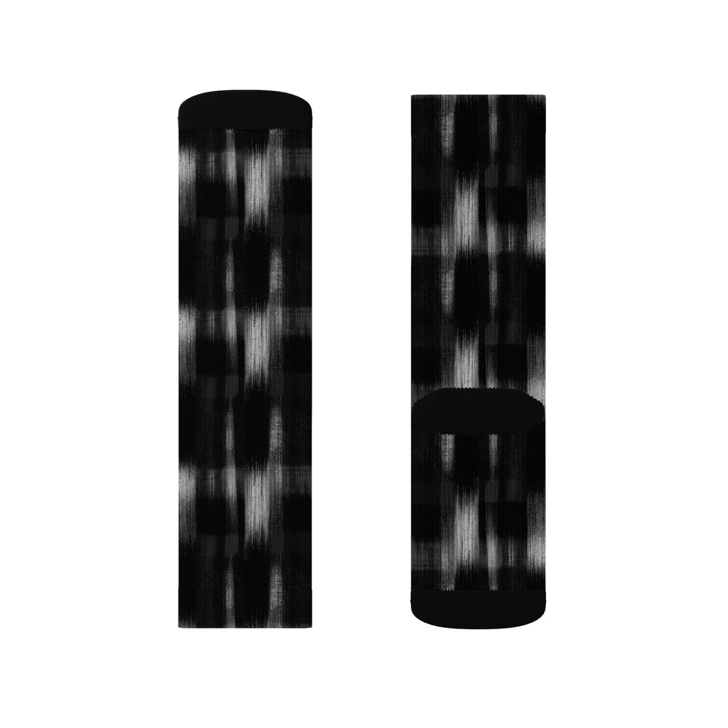 Black Soft Patterned Crew Socks
