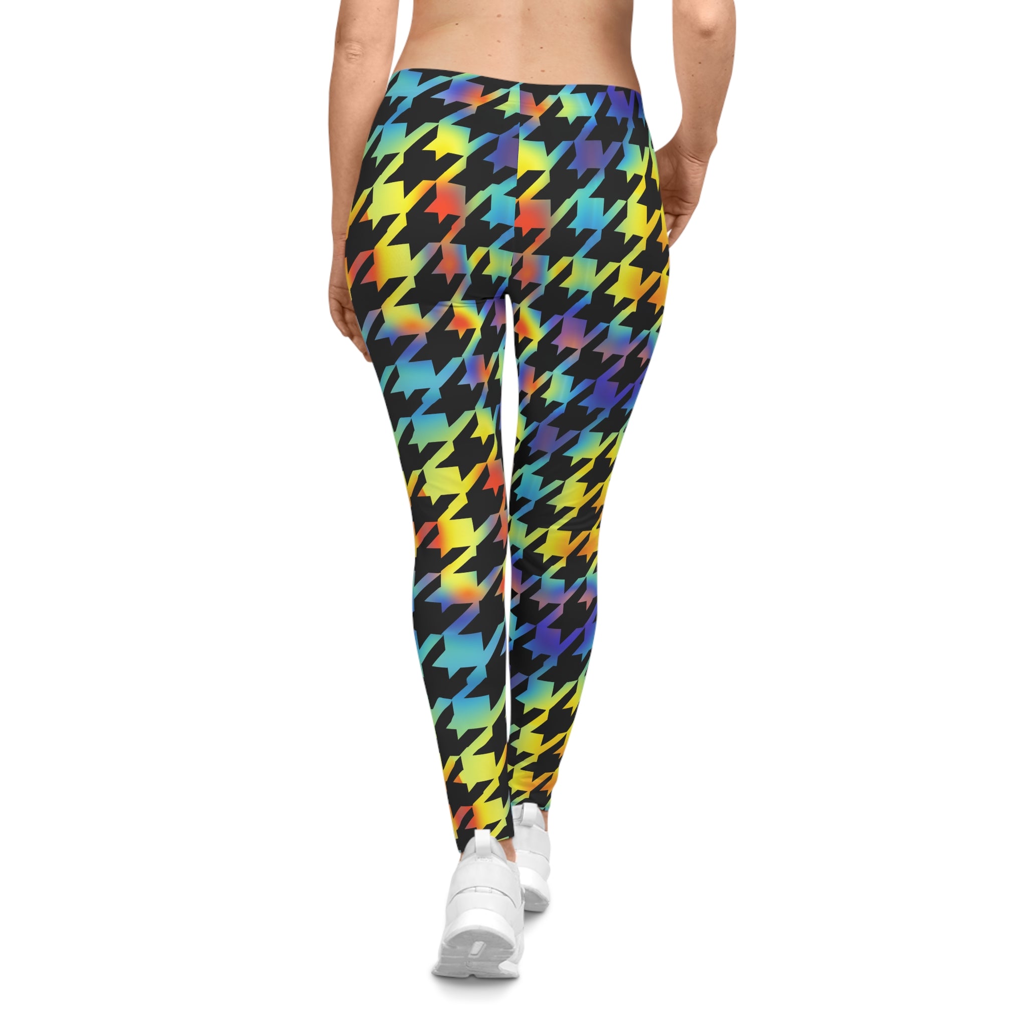 Rainbow Houndstooth Leggings — Colorful Patterned Women's Leggings