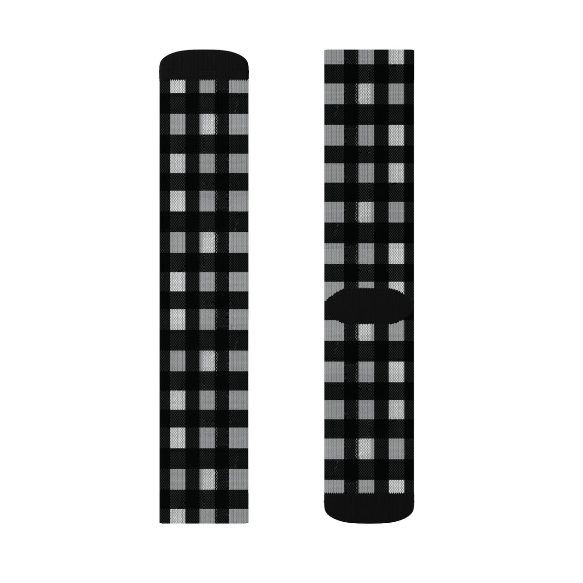 Black & Gray Buffalo Plaid Cozy Checkered  Crew Socks