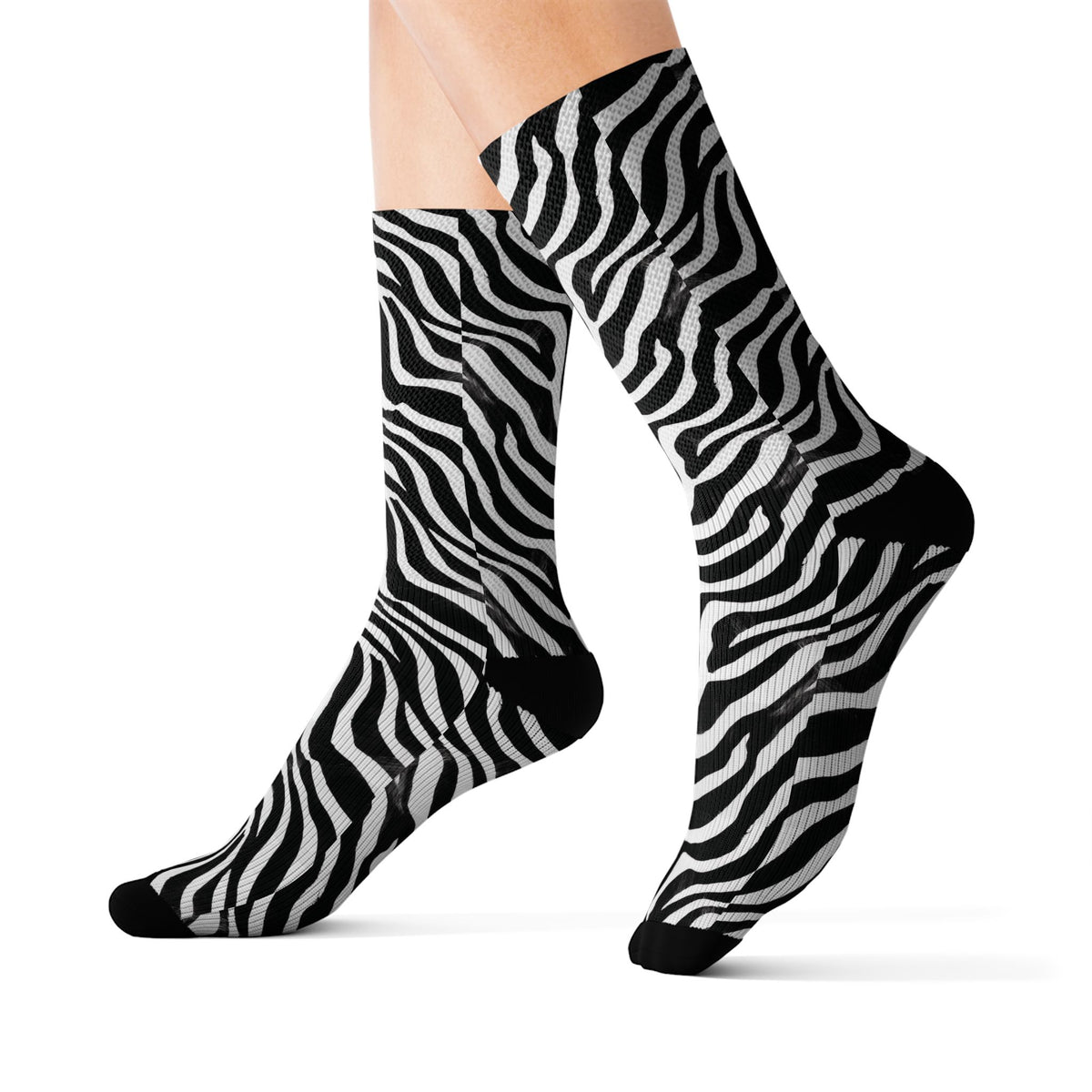 Bold Black & White Animal Pattern Crew Socks