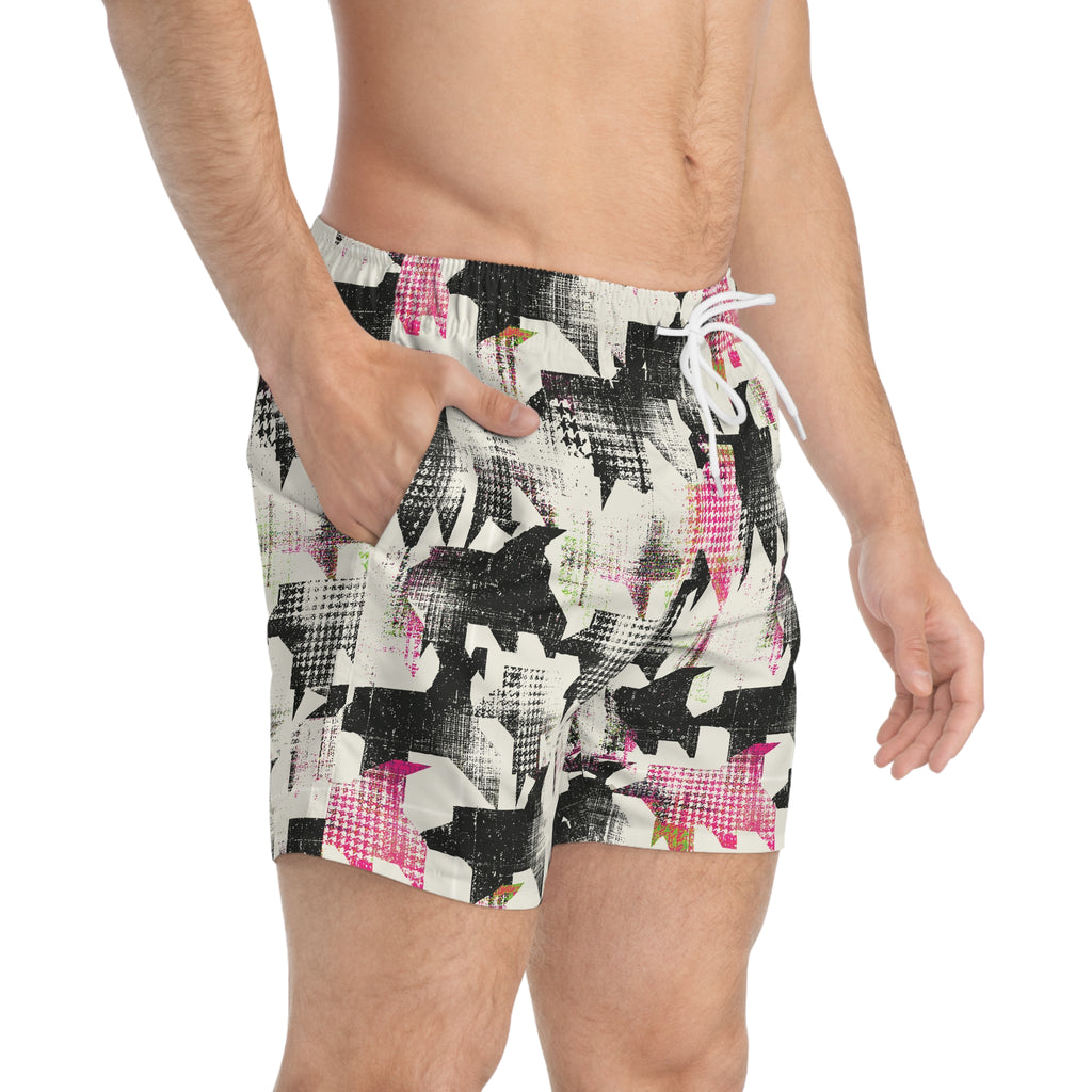 Abstract Shark Print Swim Trunk