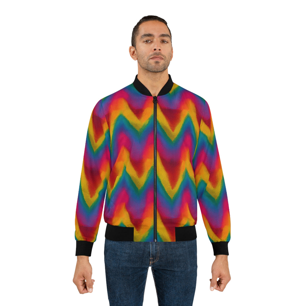 Rainbow Zigzag Bomber Jacket — Psychedelic Chevron Jacket