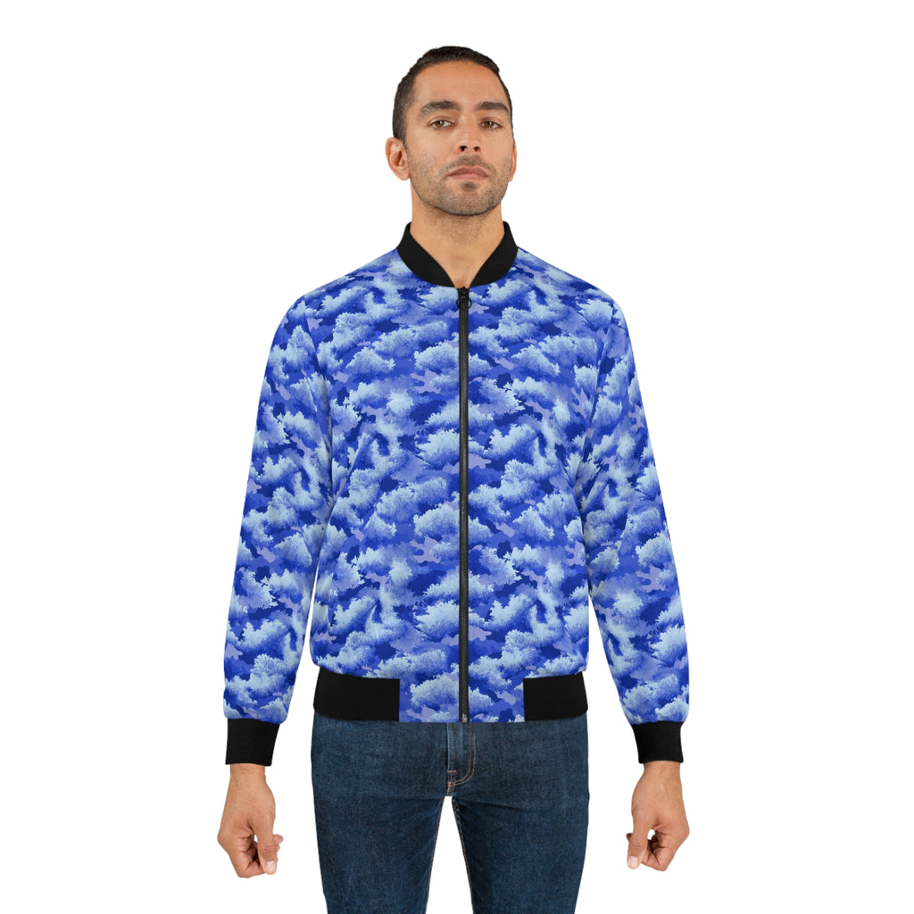 Blue Cloud Pattern Bomber Jacket