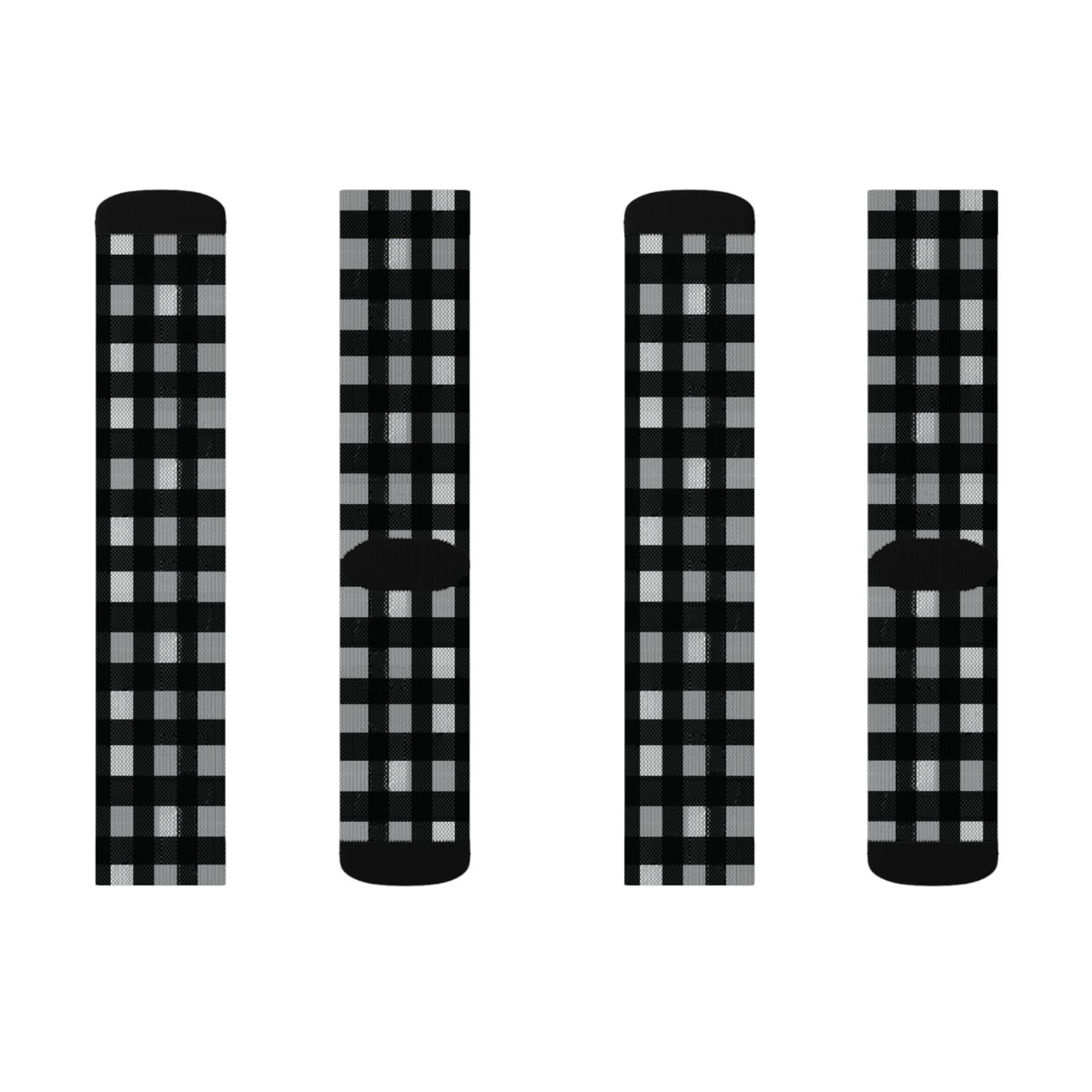 Black & Gray Buffalo Plaid Cozy Checkered  Crew Socks