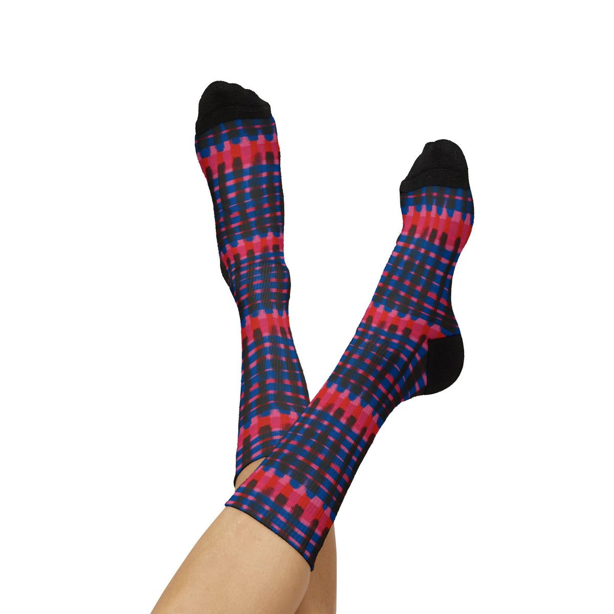 Red & Blue Patterned Crew Socks