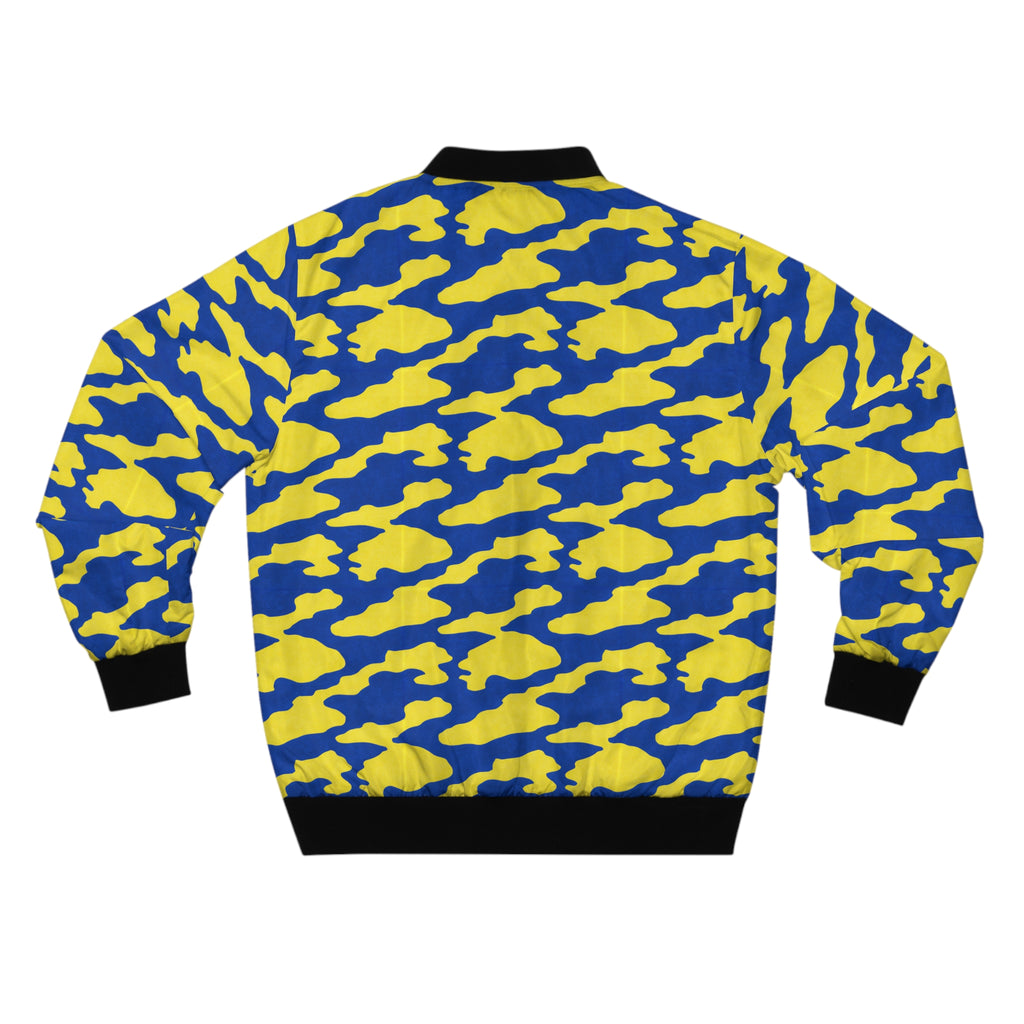 Yellow & Blue Camo Bomber Jacket