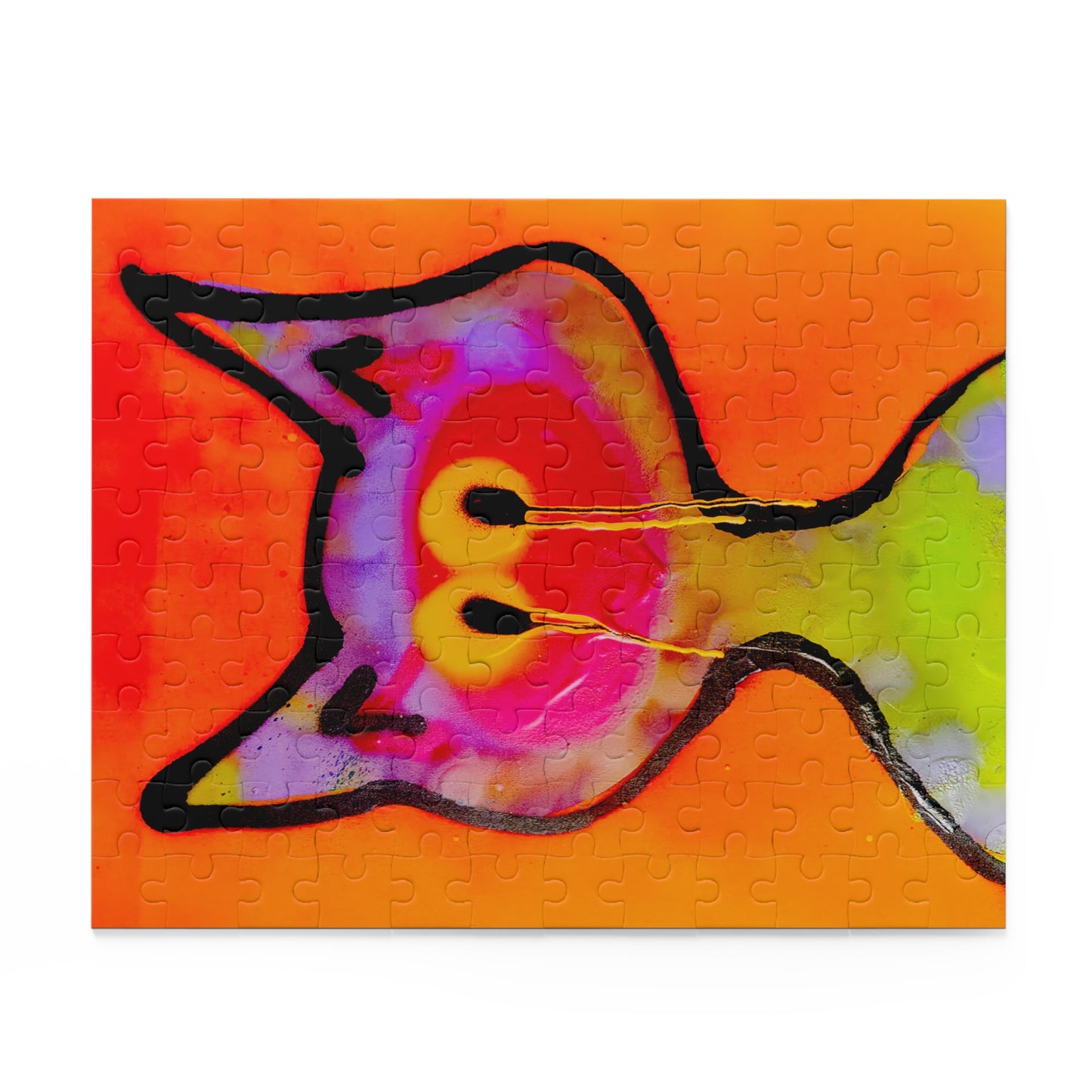 Cat Face Puzzle — Colorful Neon Graffiti Cat Jigsaw (120/252/500-Piece)