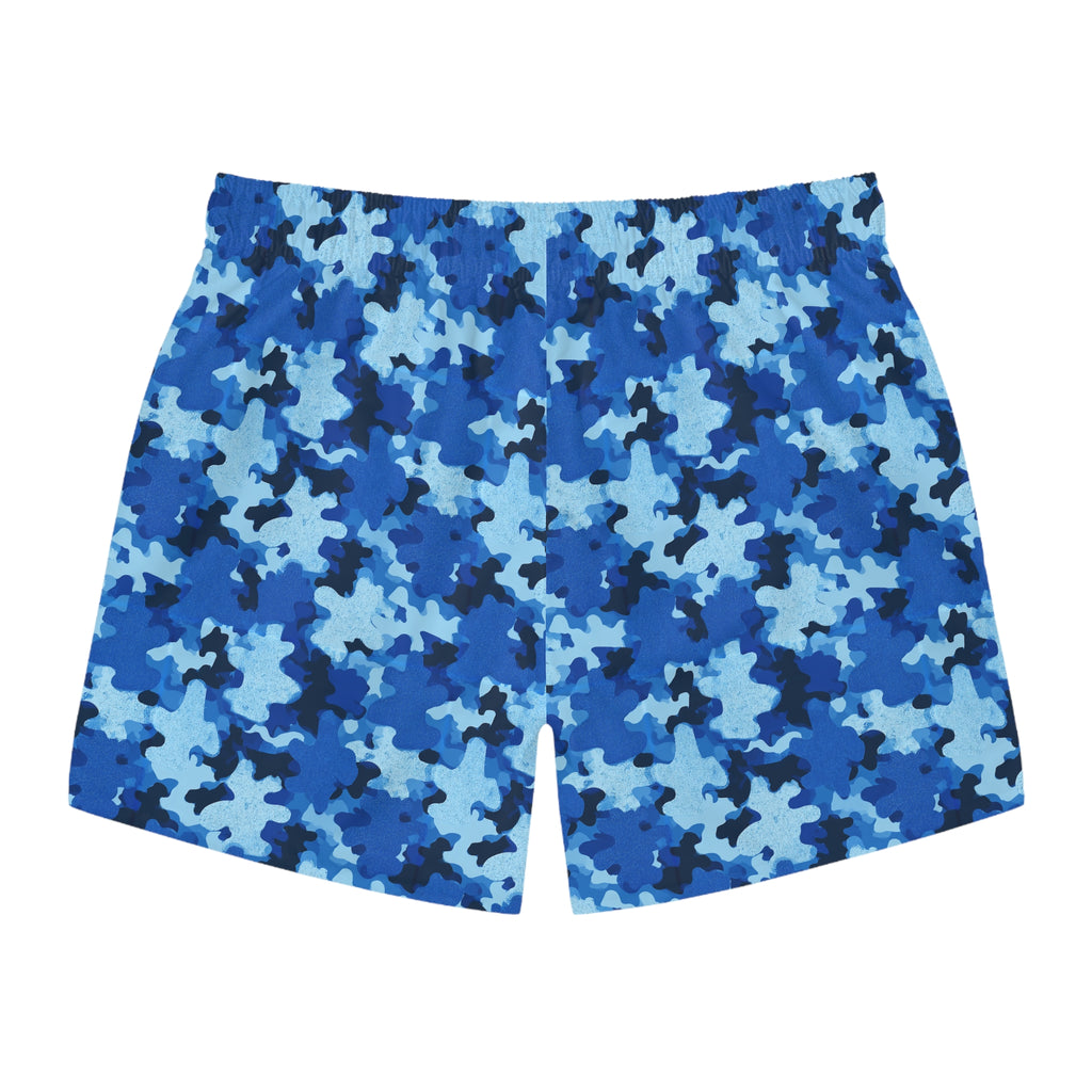 Blue Camo Swim Trunks - All-Over Print Men’s Beach Shorts