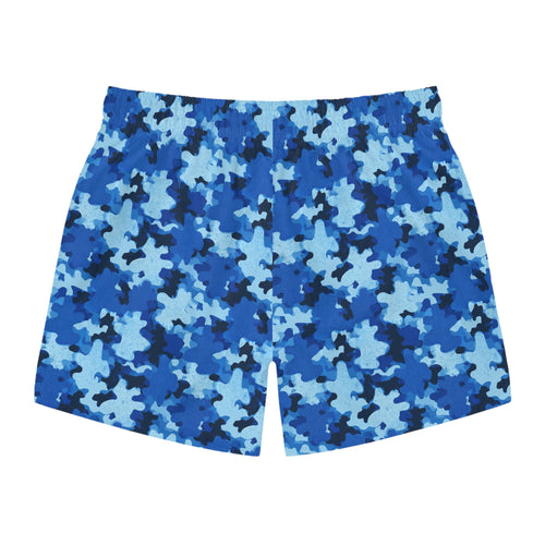 Blue Camo Swim Trunks - All-Over Print Men’s Beach Shorts
