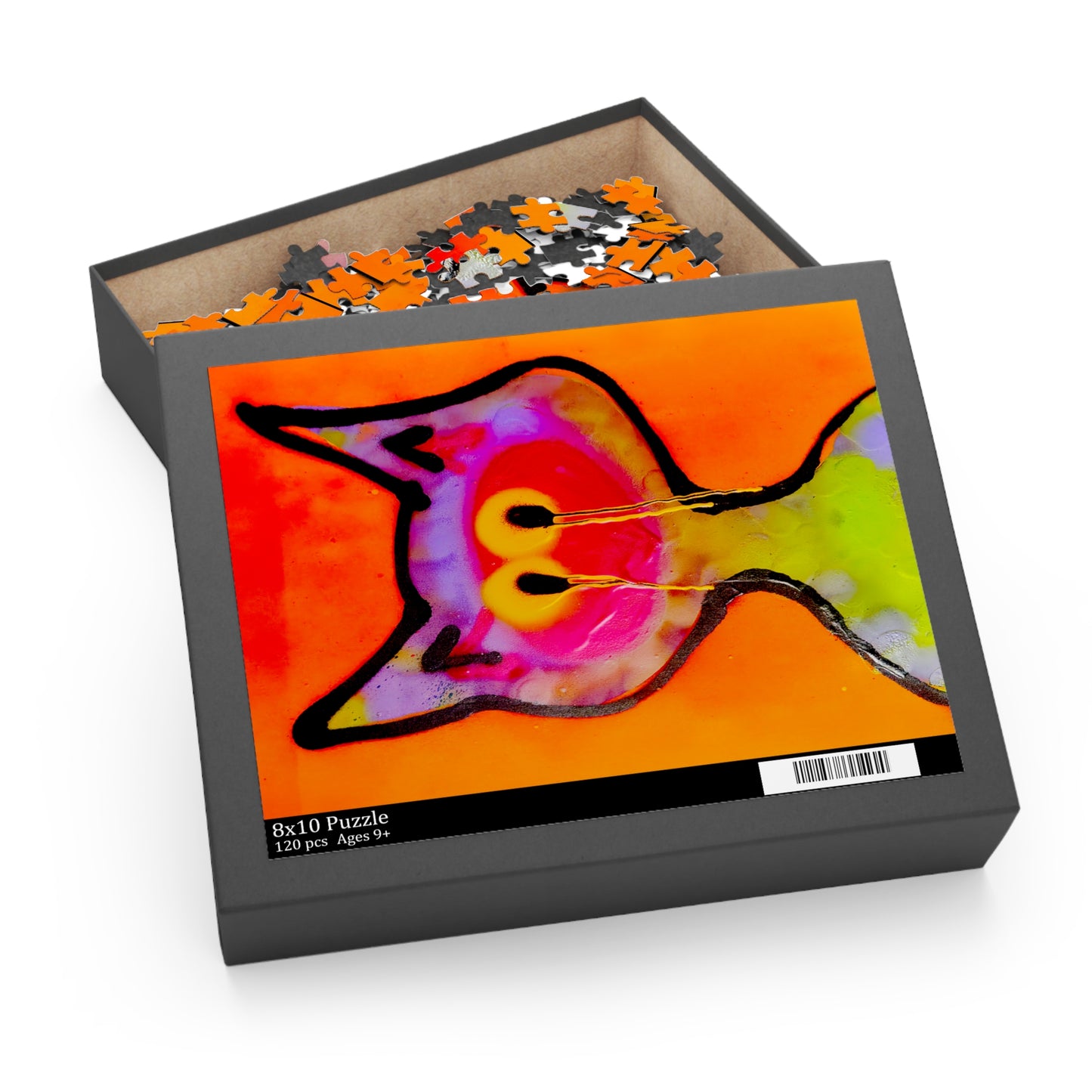 Cat Face Puzzle — Colorful Neon Graffiti Cat Jigsaw (120/252/500-Piece)
