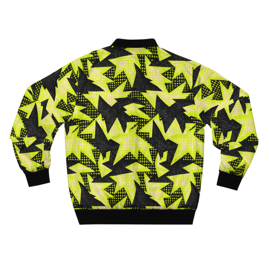 Neon Abstract Starburst Bomber Jacket