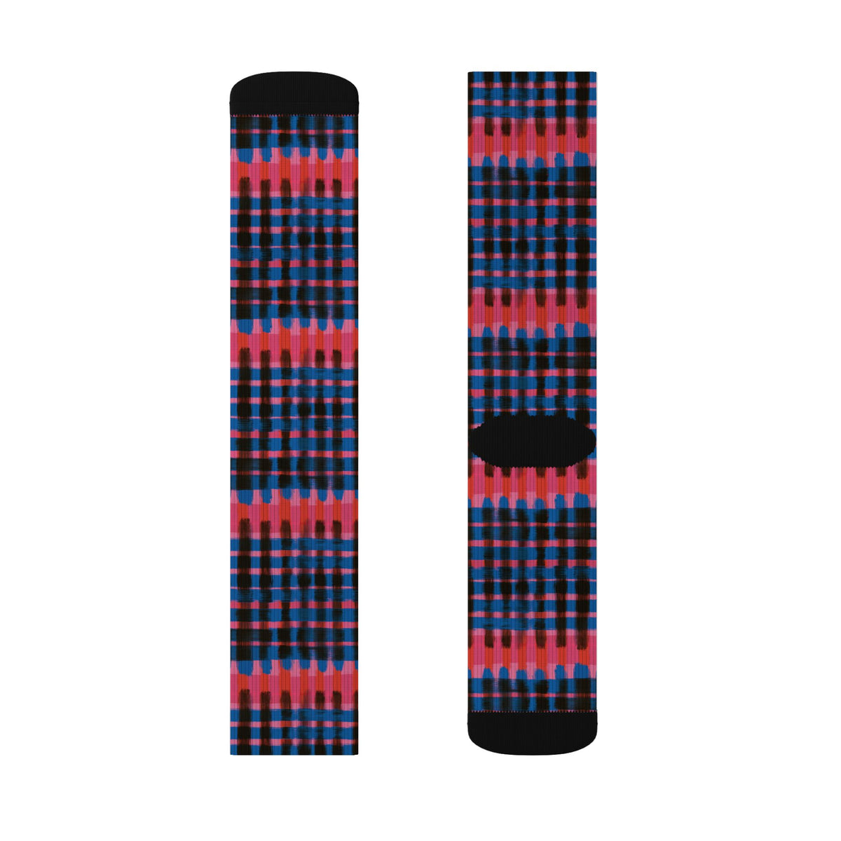 Red & Blue Patterned Crew Socks
