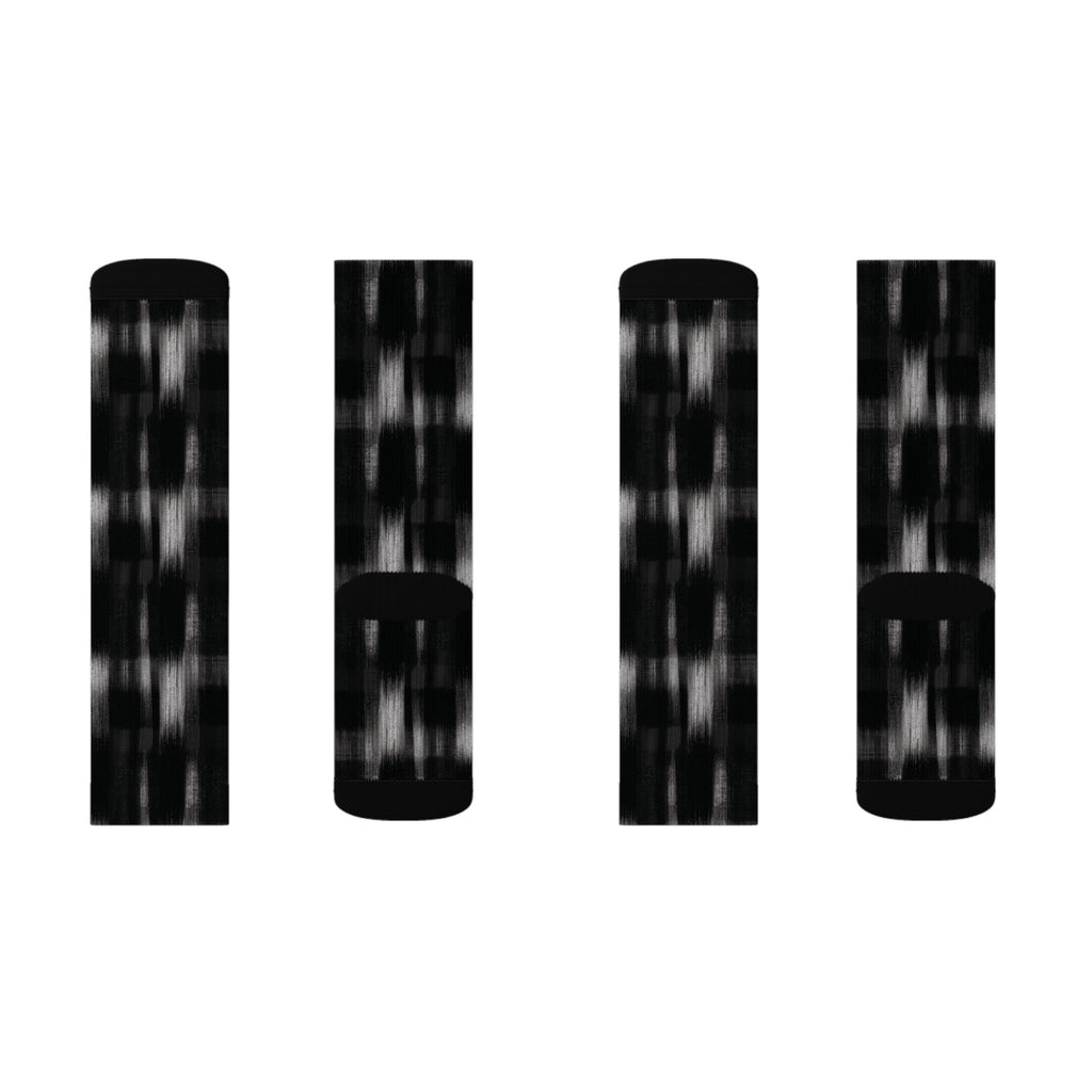 Black Soft Patterned Crew Socks