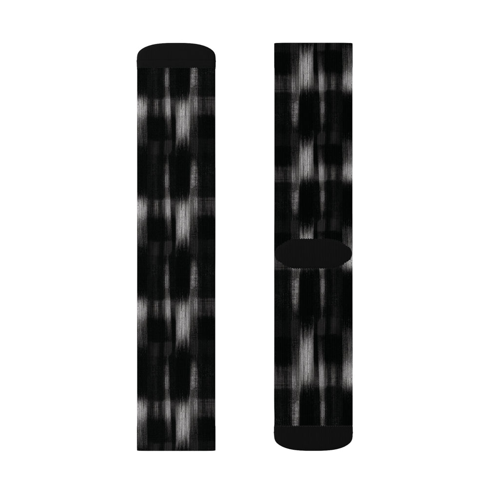 Black Soft Patterned Crew Socks