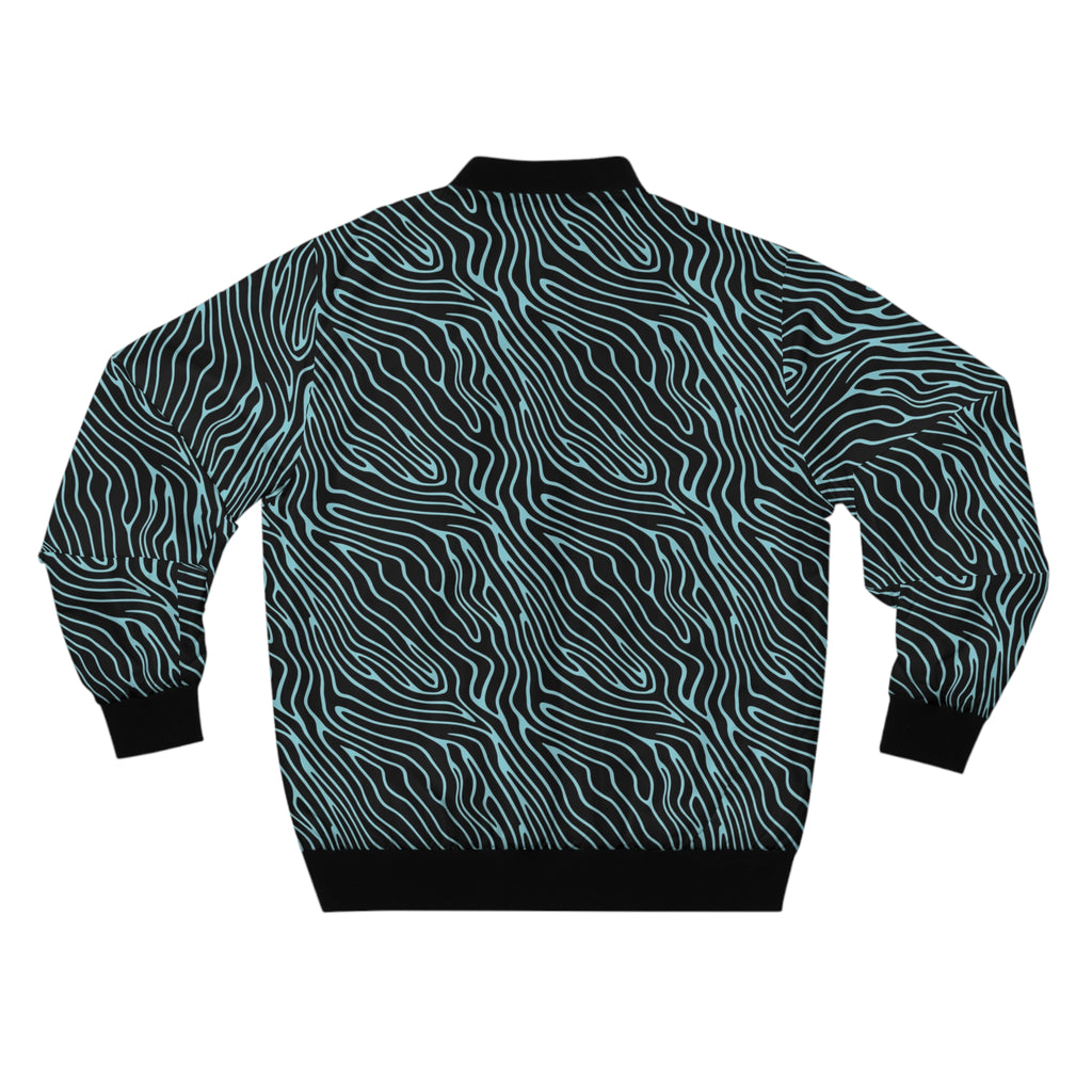Teal Zebrawave Bomber Jacket