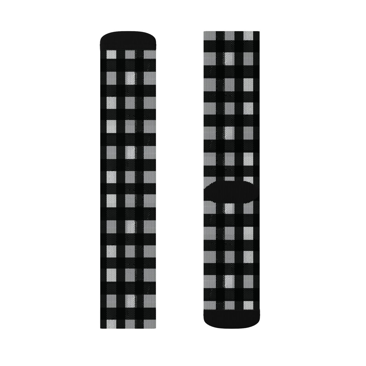 Black & Gray Buffalo Plaid Cozy Checkered  Crew Socks