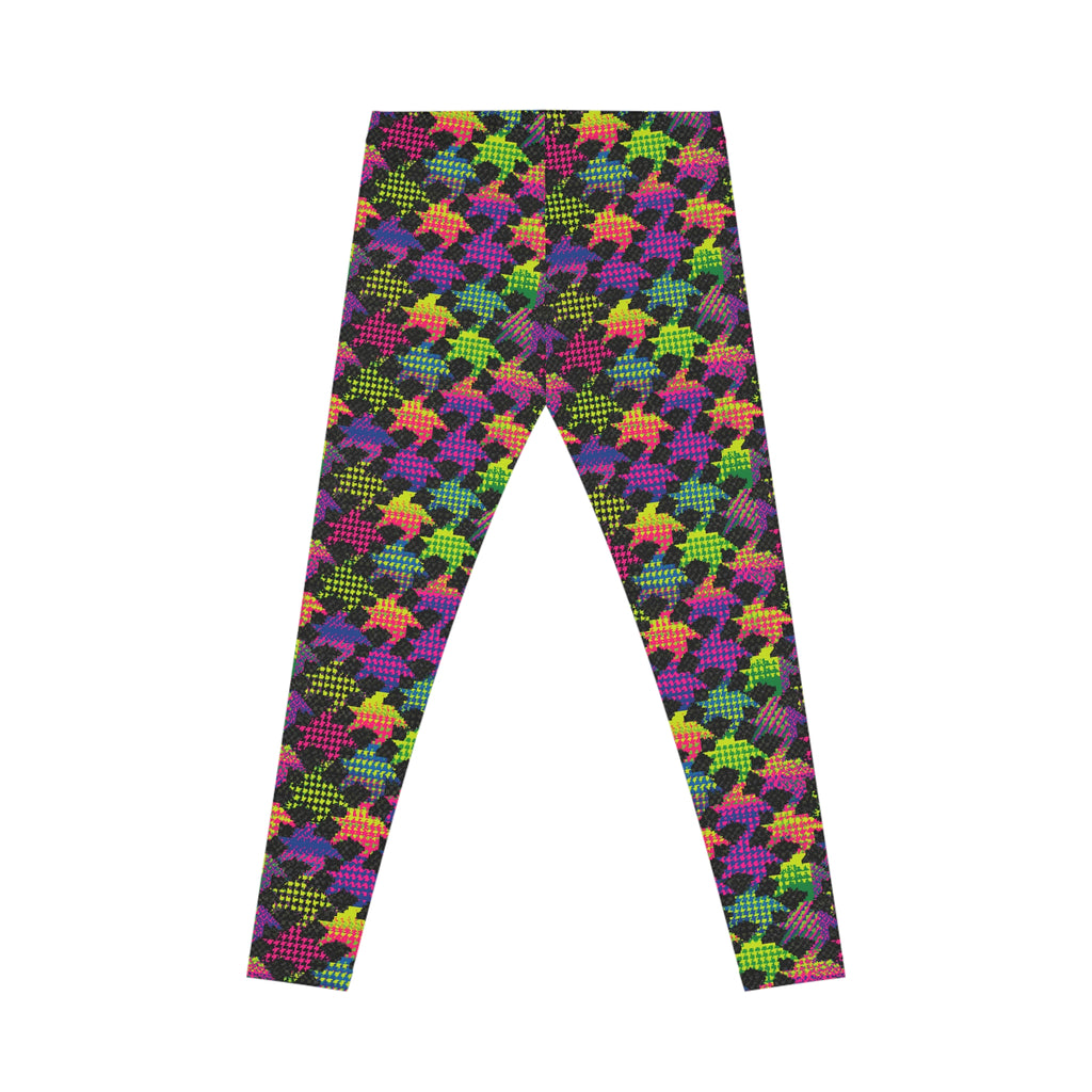 Colorful Neon Houndstooth Leggings — Women’s Patterned AOP Activewear